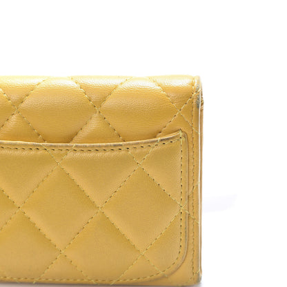Chanel Lambskin Quilted Flap Card Holder Wallet Yellow 10 of 15