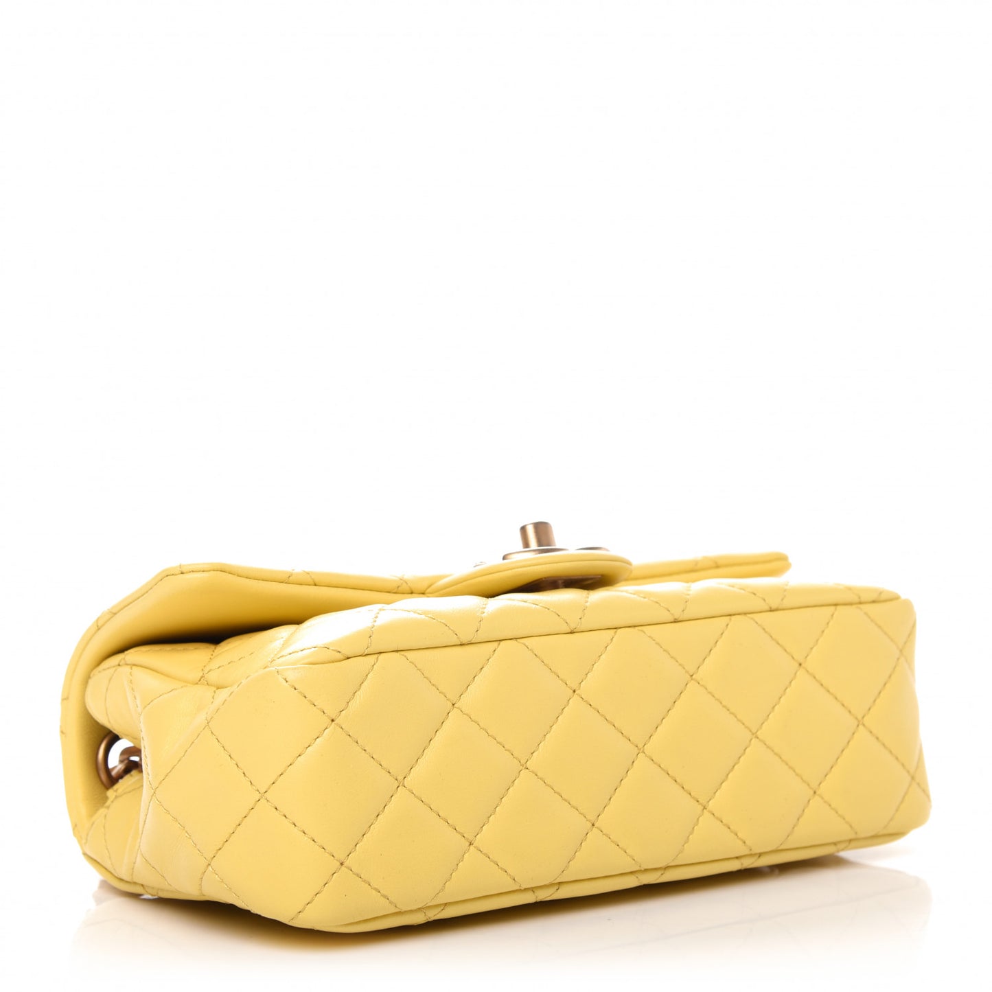 Lambskin Resin Quilted Mini Rectangular Pearl Samba Flap Yellow