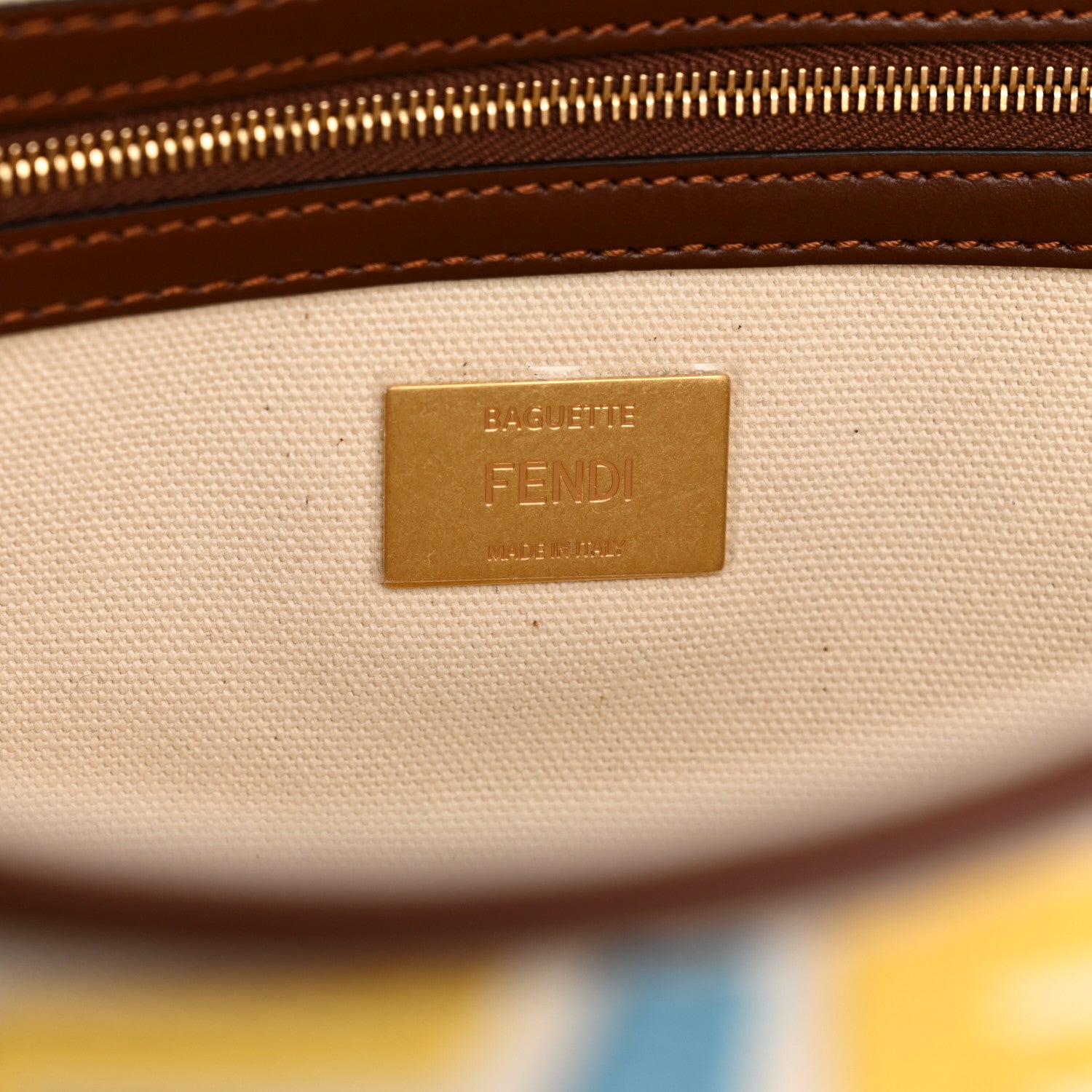 Fendi X SARA COLEMAN Canvas Vitello King Seta FF Fish Eye Embroidered Baguette Grezzo Multicolor Ghianda 6 of 9