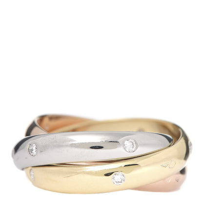 Cartier 18K Pink Yellow White Gold Diamond Trinity Ring 52 6 1 of 8