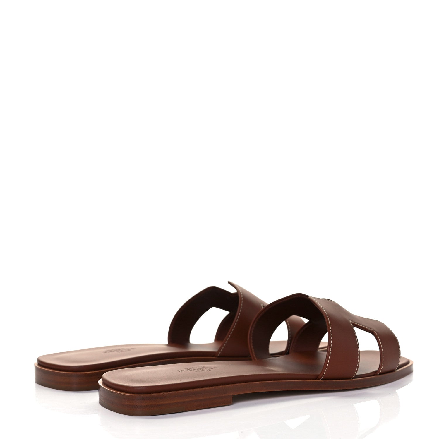 Hermes Box Calfskin Oran Sandals 39.5 Gold 4 of 9