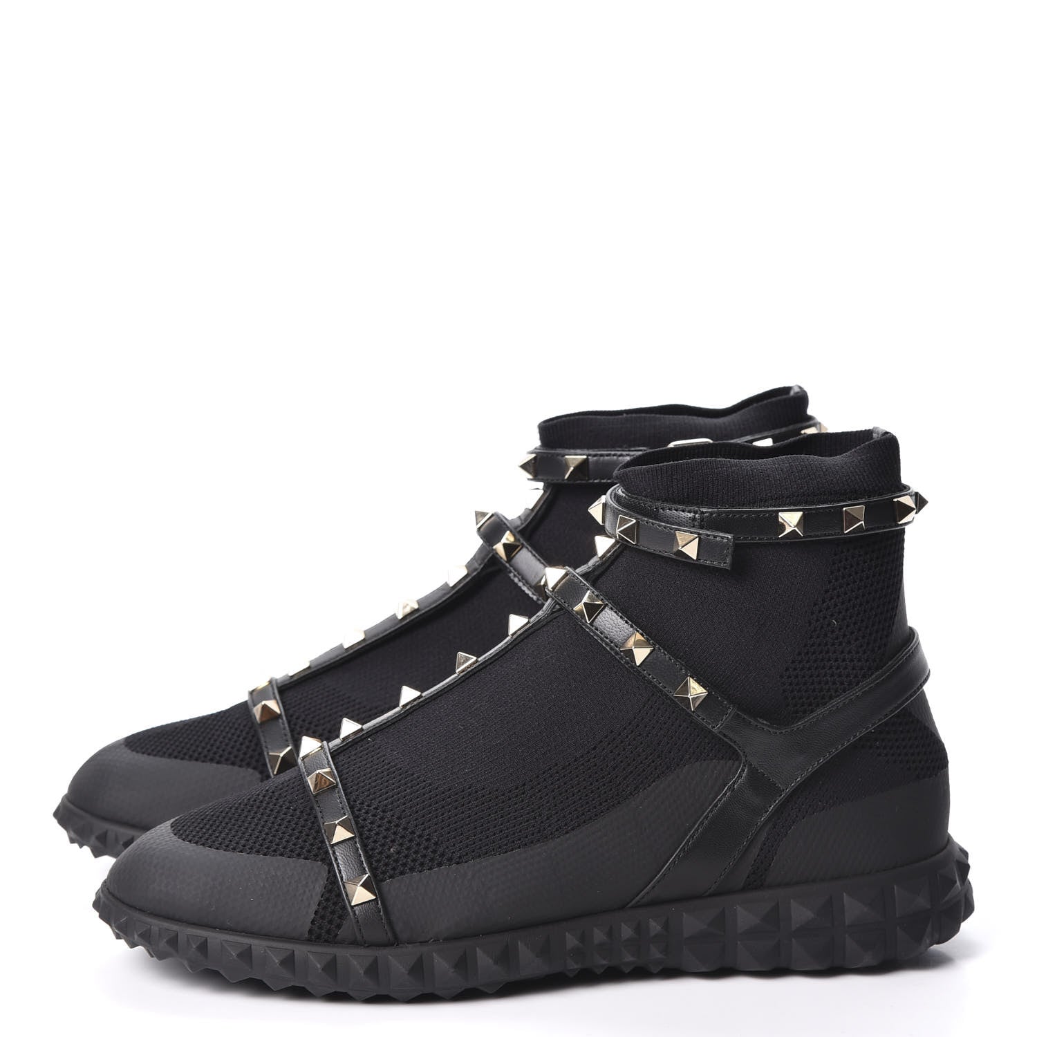 Valentino Garavani Body Tech Knit Rockstud Sock High Top Sneakers 39 Black 3 of 9