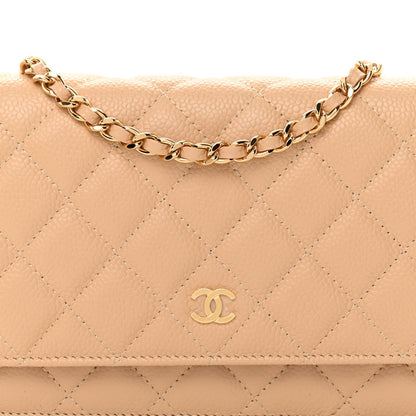 Chanel Caviar Quilted Wallet on Chain WOC Beige Clair 8 of 10