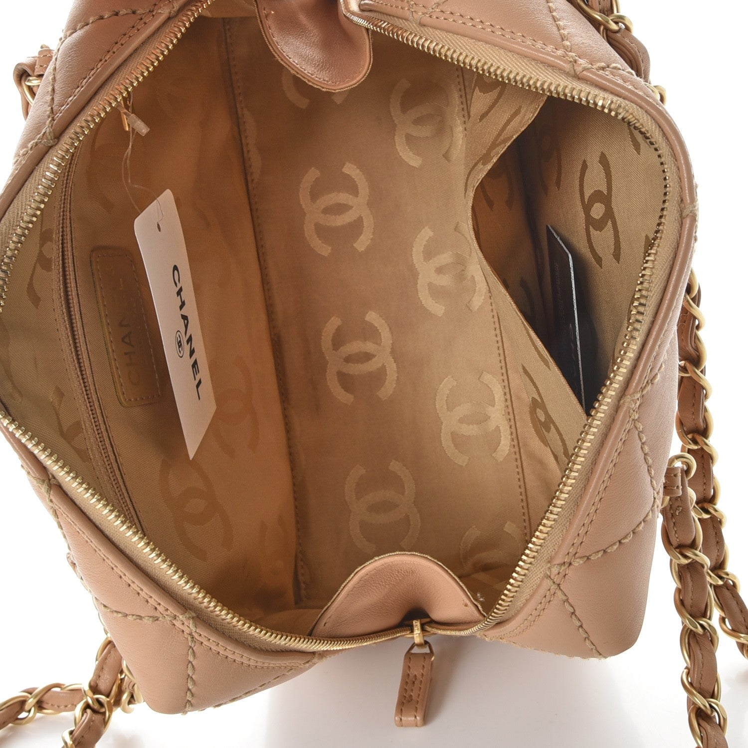 Chanel Calfskin Quilted Wild Stitch Bag Beige 5 of 8