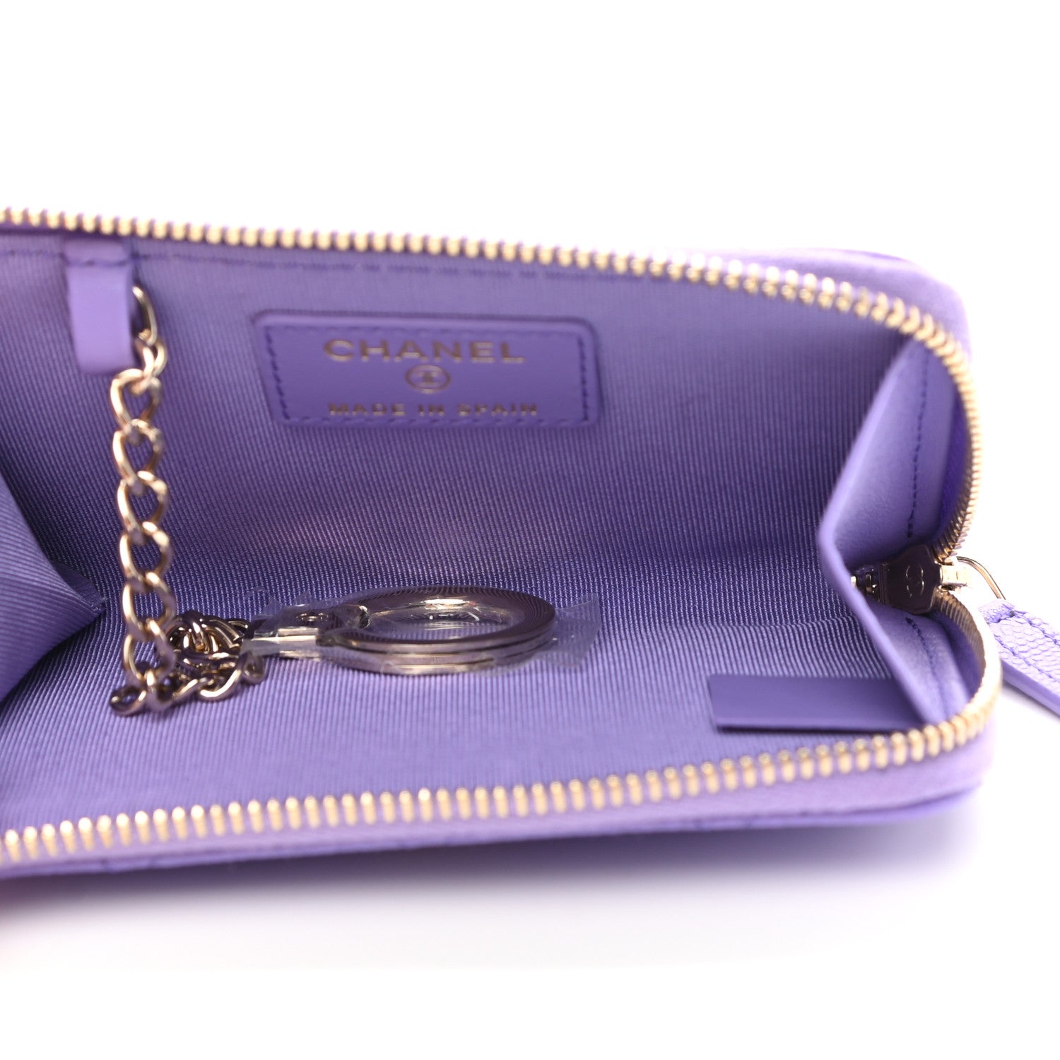 Chanel Caviar Quilted Zipped Key Holder Case Purple 5 of 7
