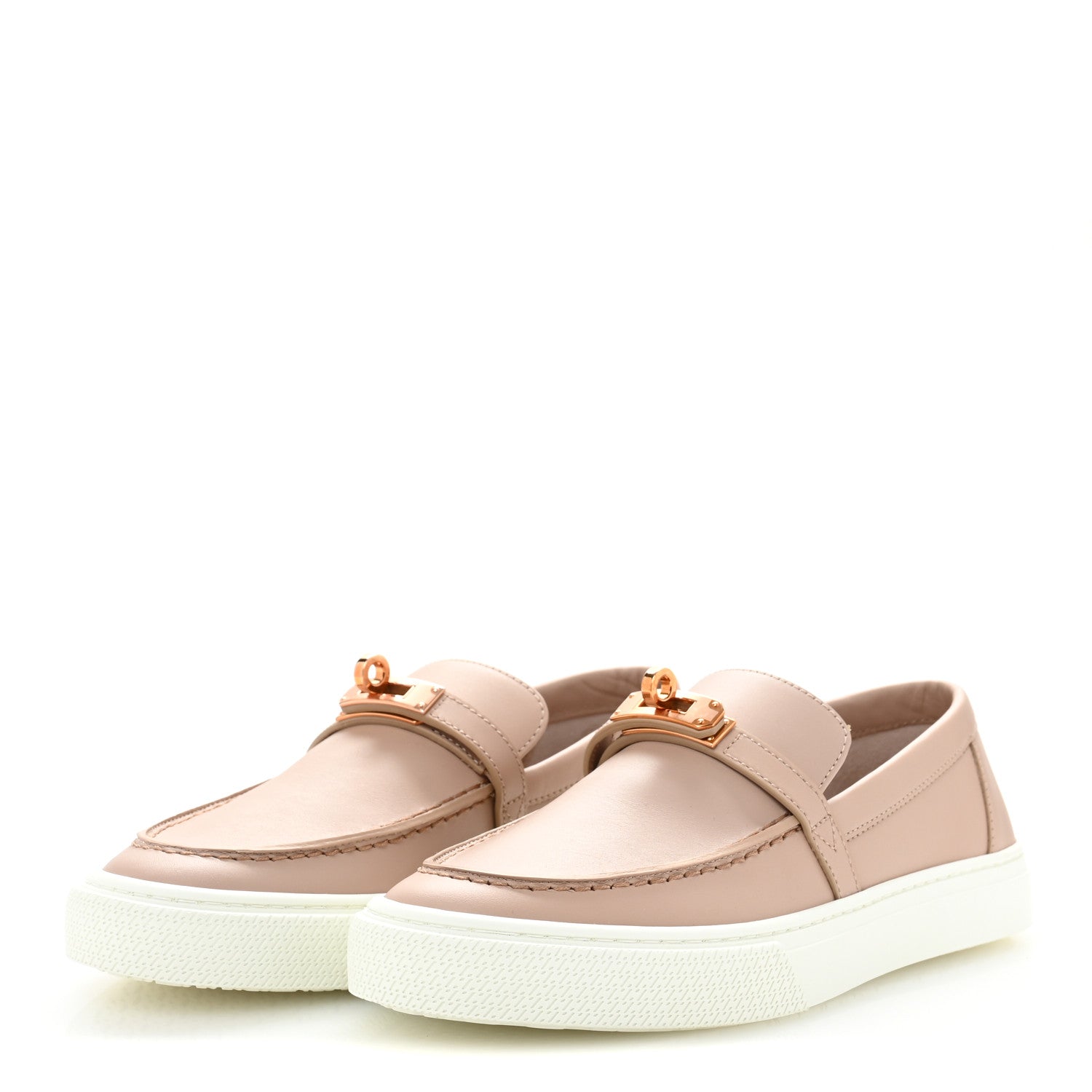 Hermes Calfskin Game Slip On Sneakers 37 Beige Nude 4 of 10