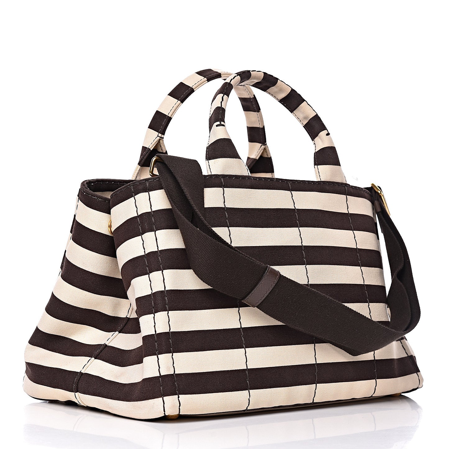 Canapa Striped Logo Tote Tabacco