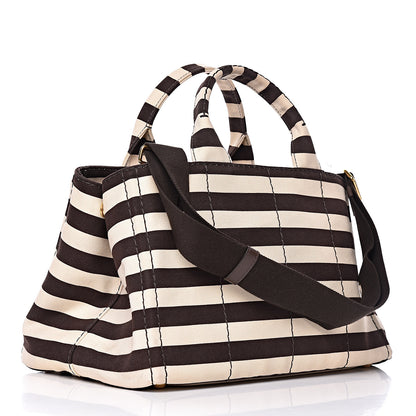 Prada Canapa Striped Logo Tote Tabacco 2 of 15