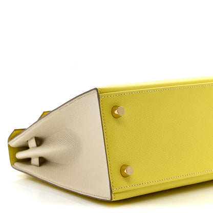 Hermes Epsom Bi-Color Horseshoe Sellier 25 Lime Craie 9 of 12