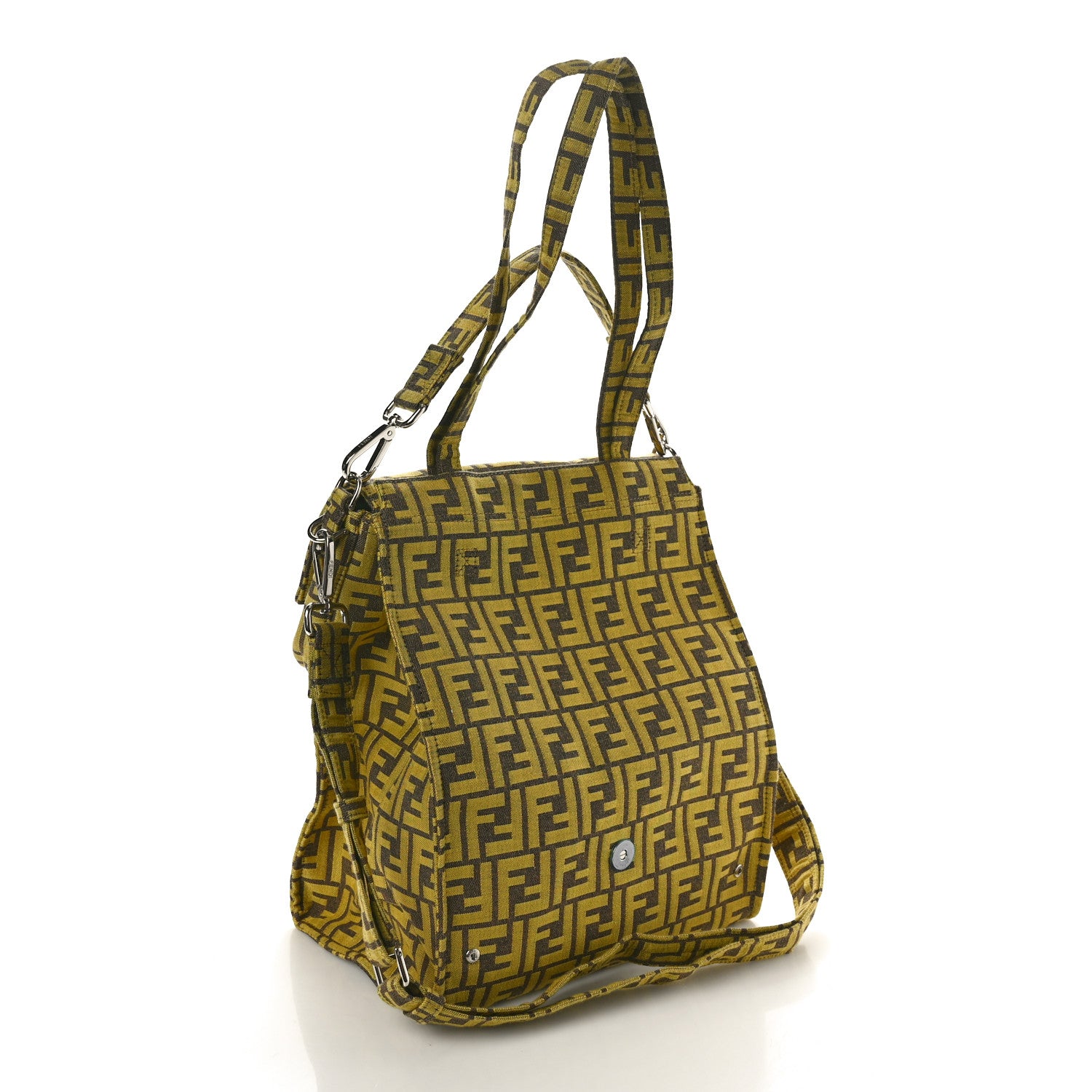 Fendi x FRGMT Woven Fabric Jacquard FF Embroidered Baguette Foldable Tote Mimosa 4 of 14