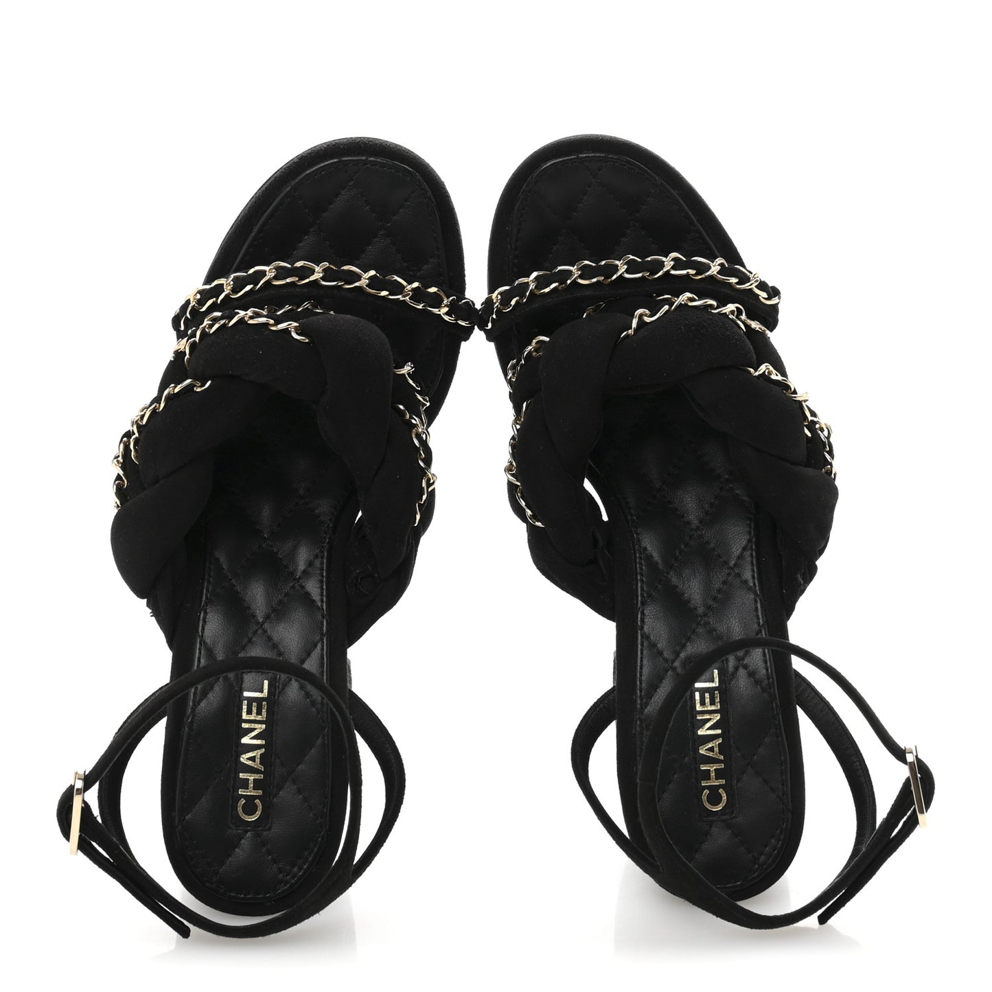 Kid Suede Chain Braided Sandals 36.5 Black