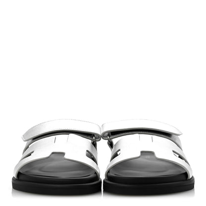 Hermes Metallic Goatskin Womens Chypre Sandals 38 Argent 3 of 10