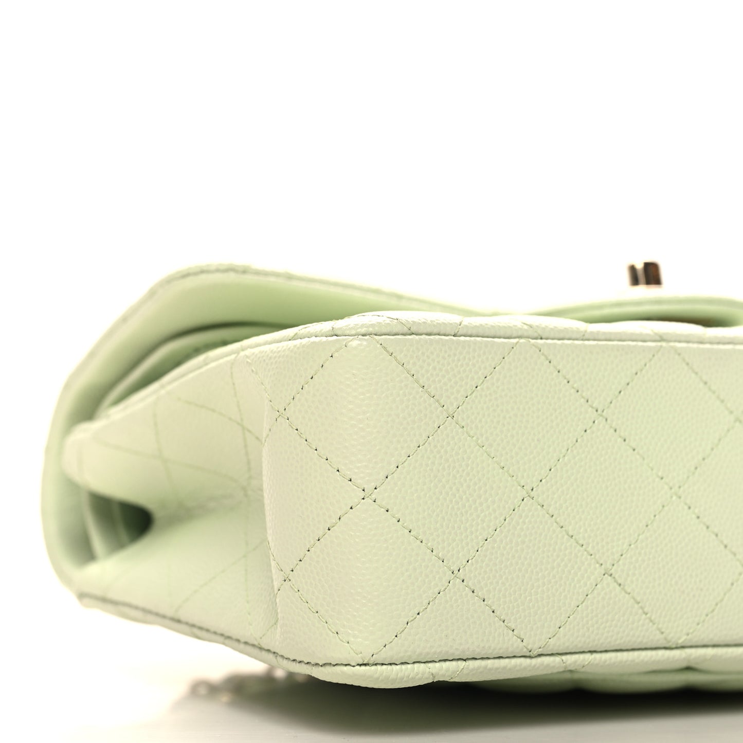 Caviar Quilted Small Double Flap Light Green