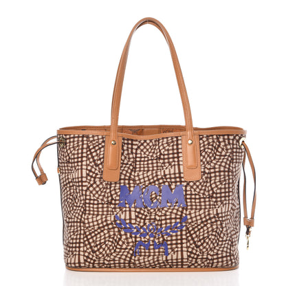 MCM Visetos Medium Liz Reversible Shopper Tote Cognac 4 of 14