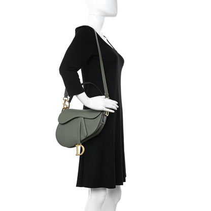 Christian Dior Grained Calfskin Saddle Bag With Strap Sage Green 2 of 11