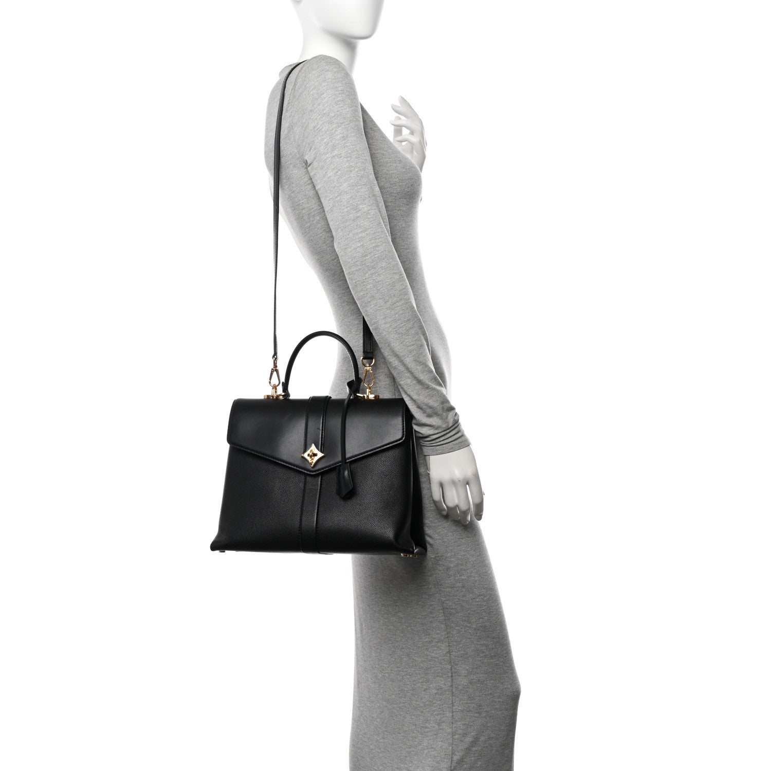 Louis Vuitton Grained Smooth Calfskin Rose Des Vents MM Black 2 of 13
