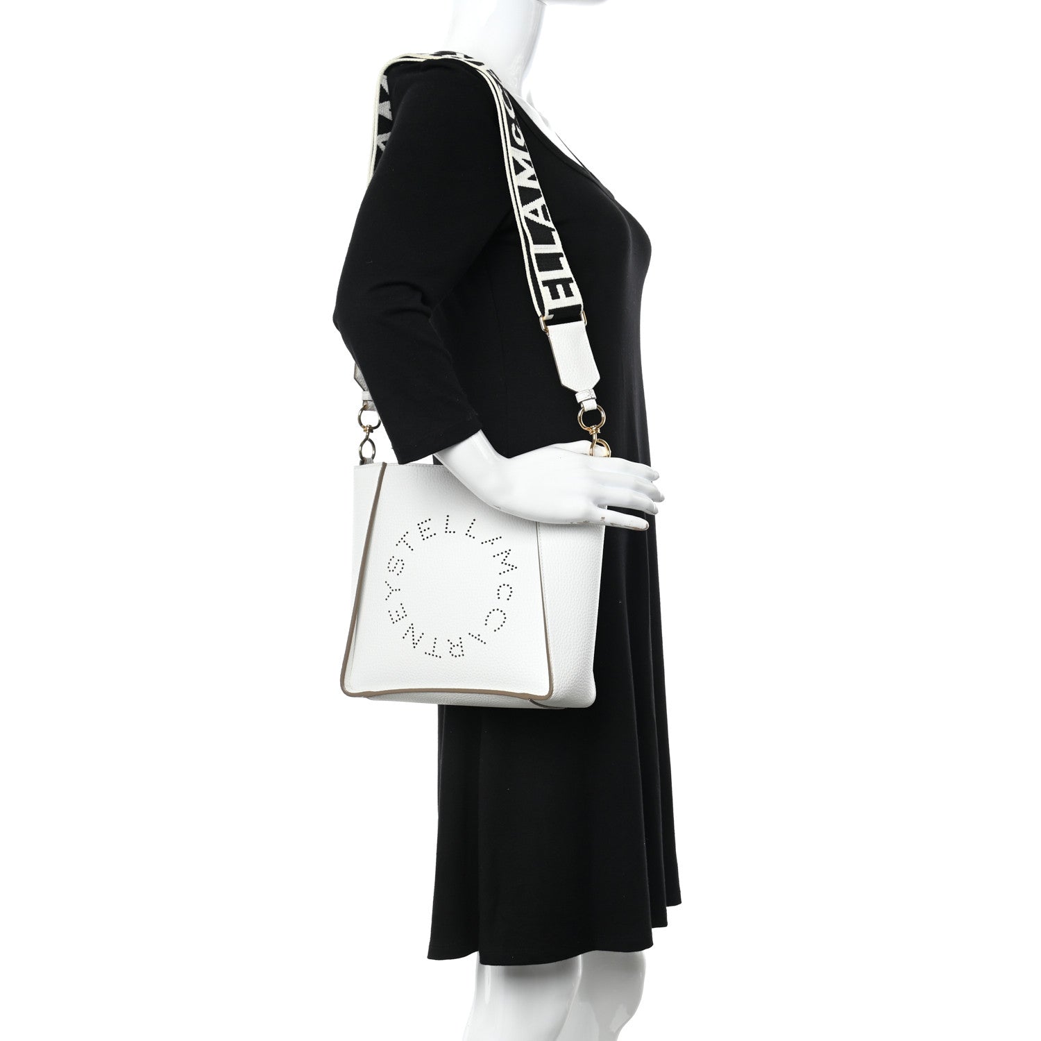 Stella McCartney Eco Alter Nappa Perforated Logo Mini Crossbody White 3 of 12