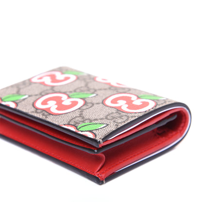 Gucci GG Supreme Monogram Apple Card Case Wallet Beige Multicolor Lobster Red 6 of 11