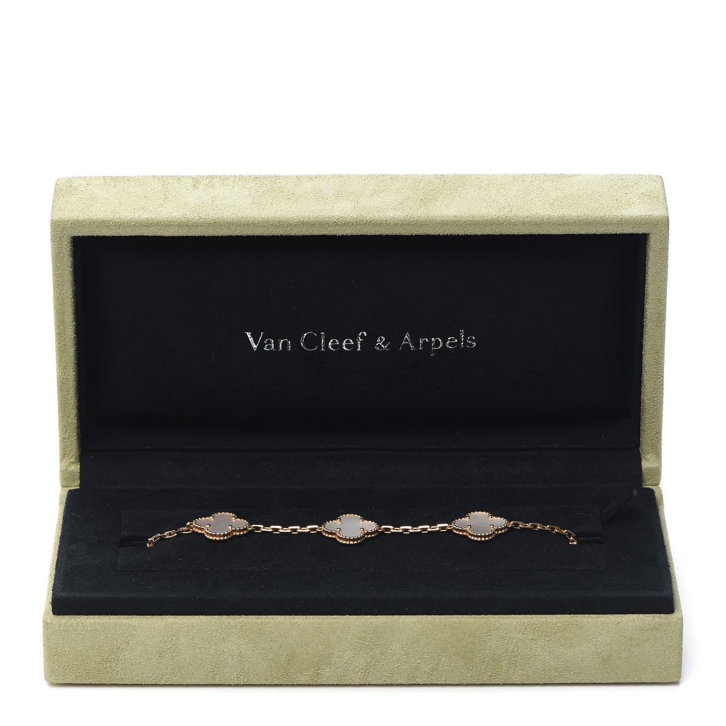 18K Yellow Gold Mother of Pearl 5 Motifs Vintage Alhambra Bracelet