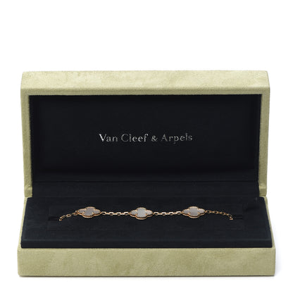 Van Cleef & Arpels 18K Yellow Gold Mother of Pearl 5 Motifs Vintage Alhambra Bracelet 8 of 8