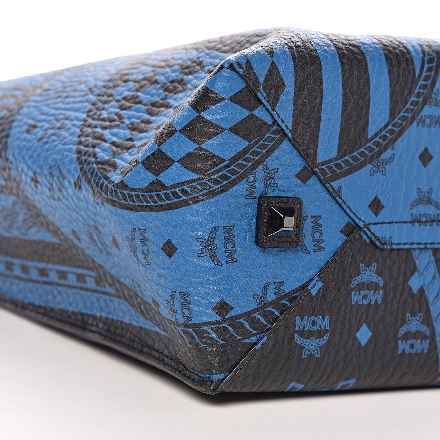 MCM Visetos Baroque Print Kira North South Shopper Tote Blue 7 of 9