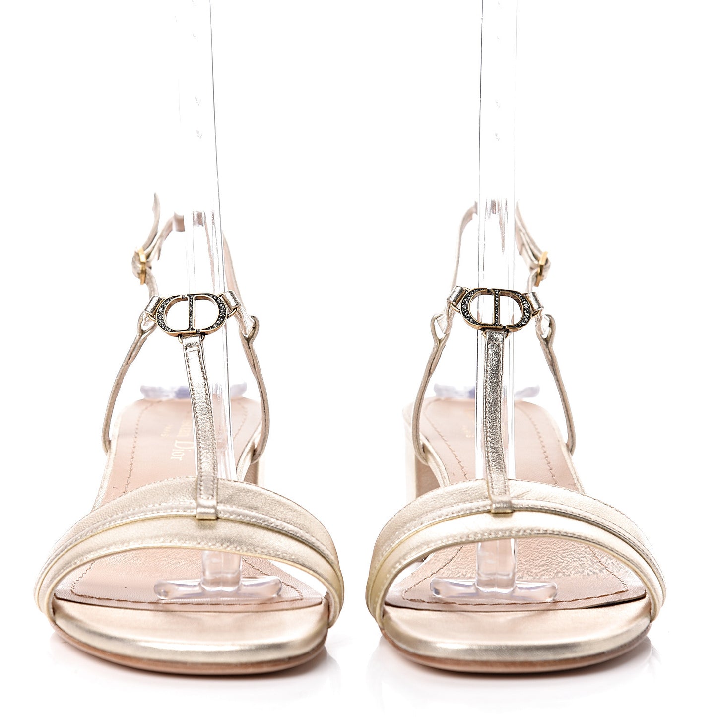 Laminated Lambskin Crystal CD Sandal 40.5 Stardust Gold