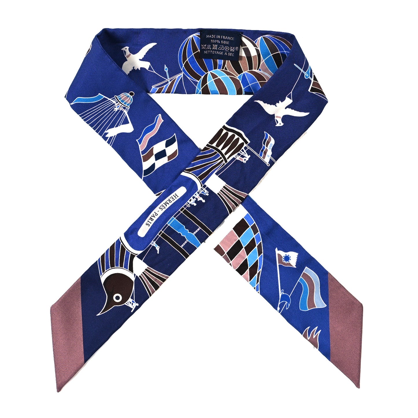 Silk Les Folies Du Ciel Twilly Marine Marron Glace White