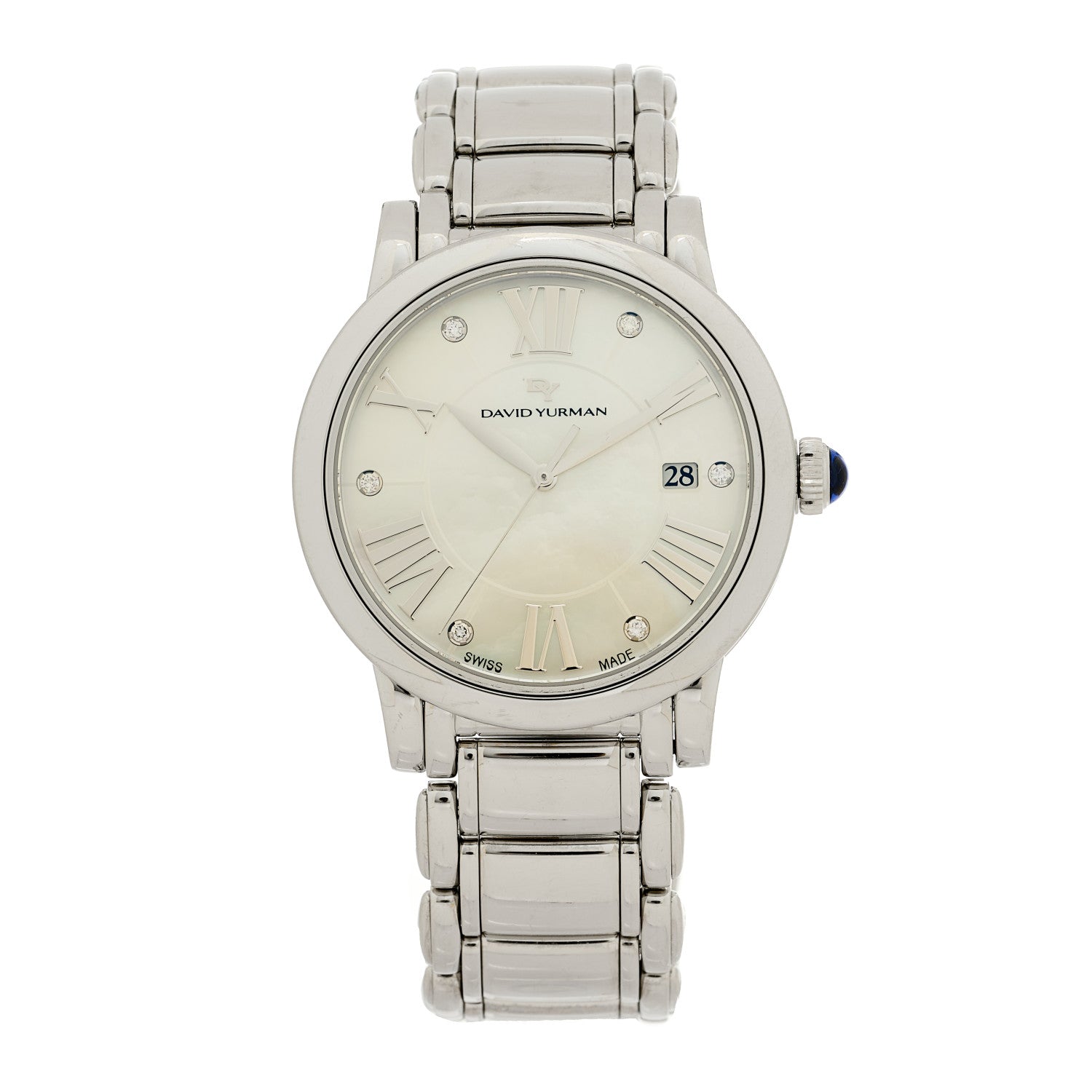 David Yurman Stainless Steel Diamond Mother of Pearl 38mm Classic Quartz Watch 1 of 5