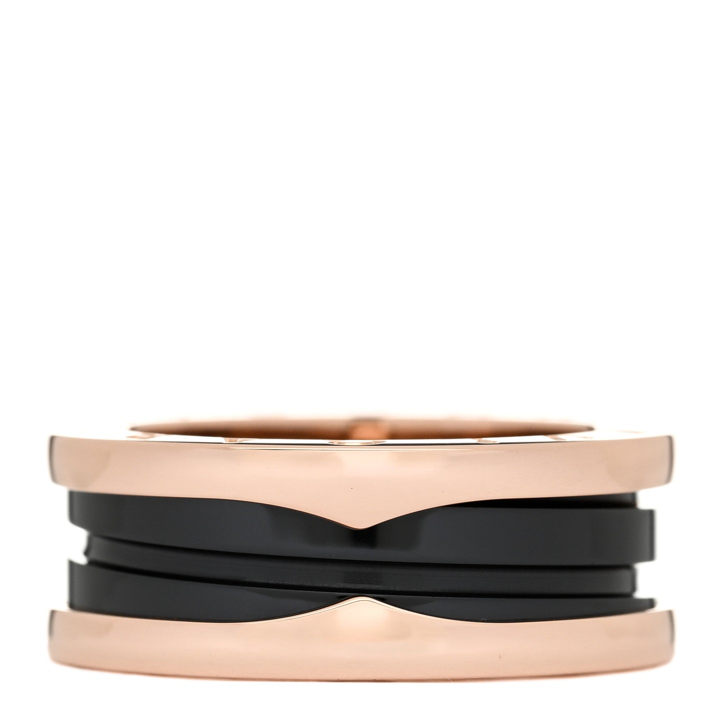 18K Rose Gold Black Ceramic B.Zero1 Two-Band Ring 53 6.25
