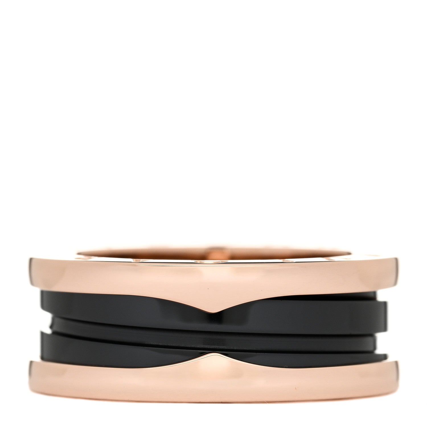 Bulgari 18K Rose Gold Black Ceramic B.Zero1 Two-Band Ring 53 6.25 1 of 6