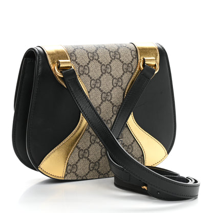 Gucci GG Supreme Monogram Small Osiride Shoulder Bag Black Gold 3 of 10