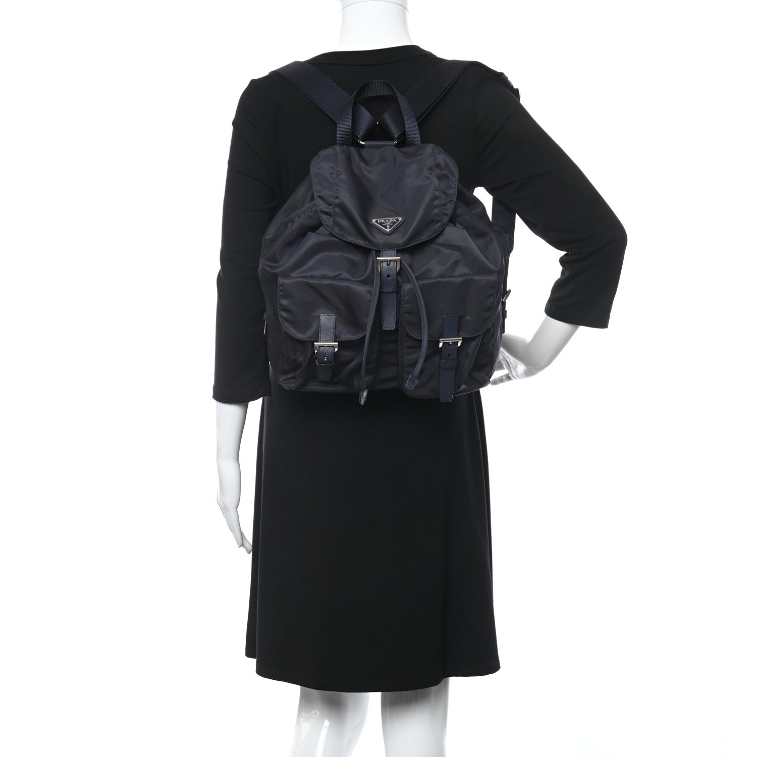 Prada Tessuto Nylon Saffiano Medium Backpack Baltico 2 of 10