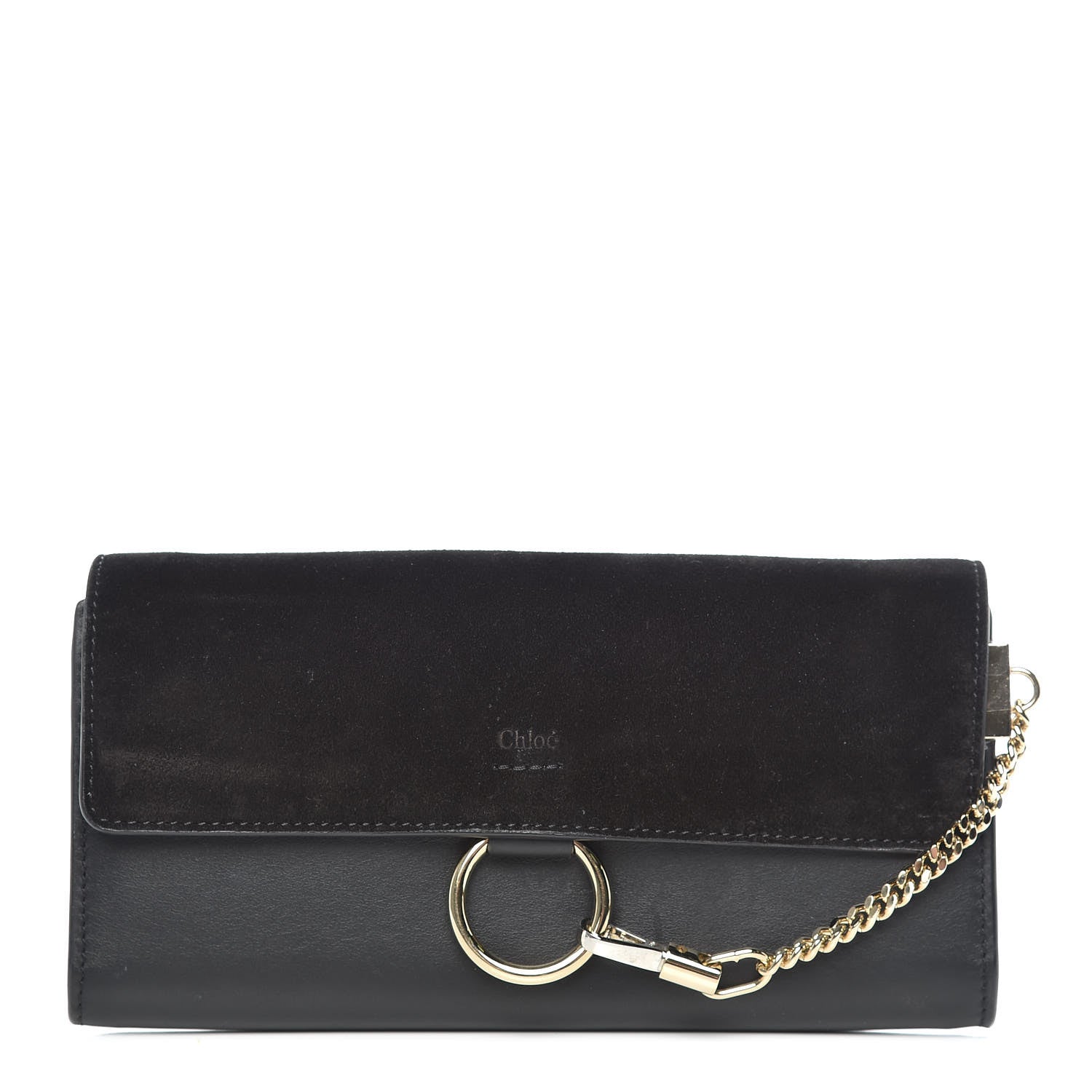 Chloe Suede Calfskin Faye Wallet Black 1 of 10