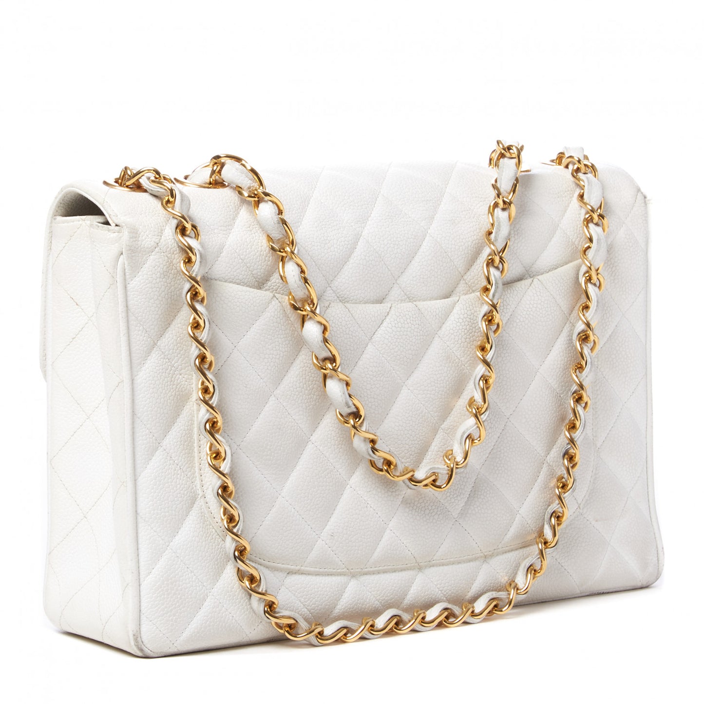 Caviar Quilted Jumbo Single Flap White