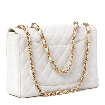 Chanel Caviar Quilted Jumbo Single Flap White 2 of 11