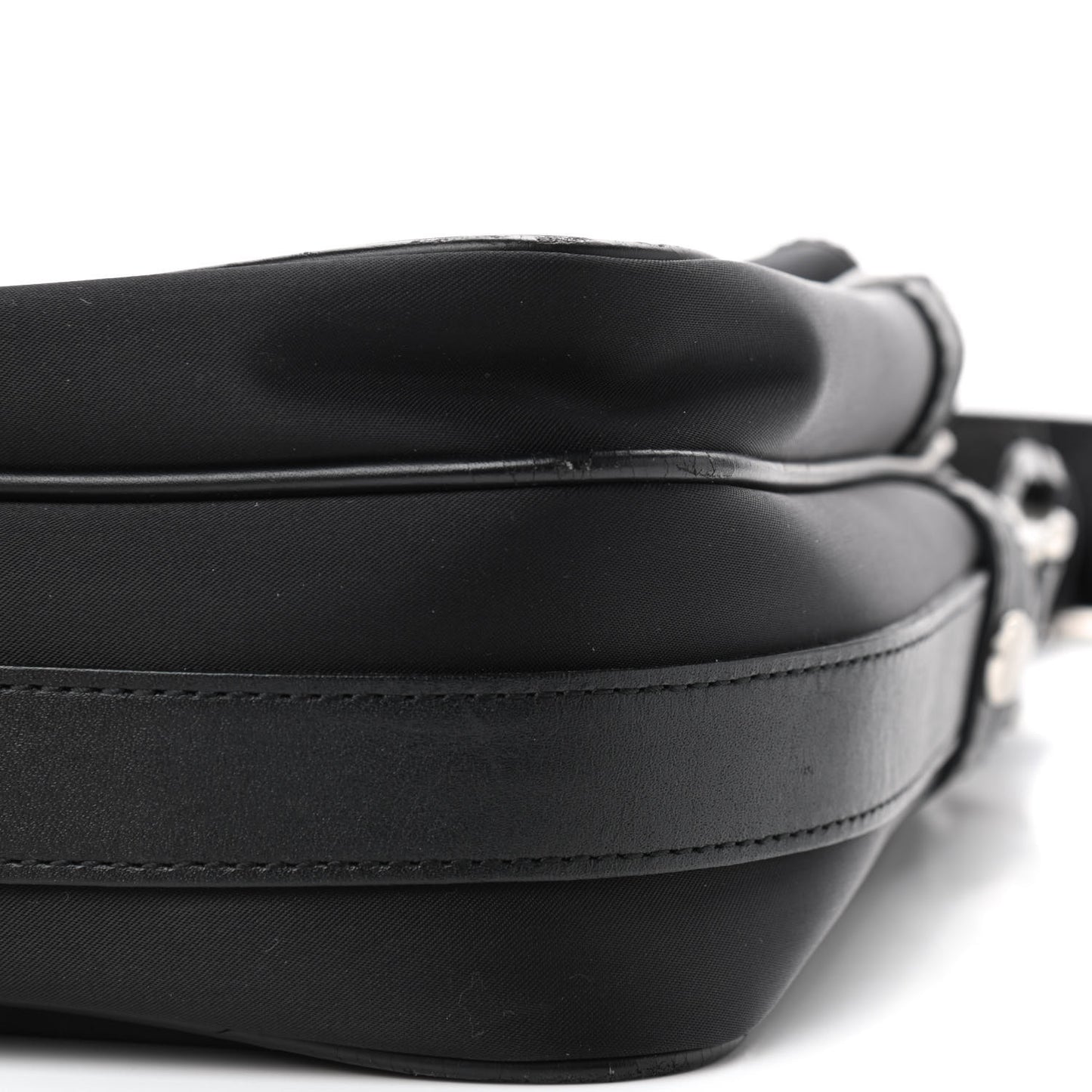 Nylon Zip Top Messenger Bag Black