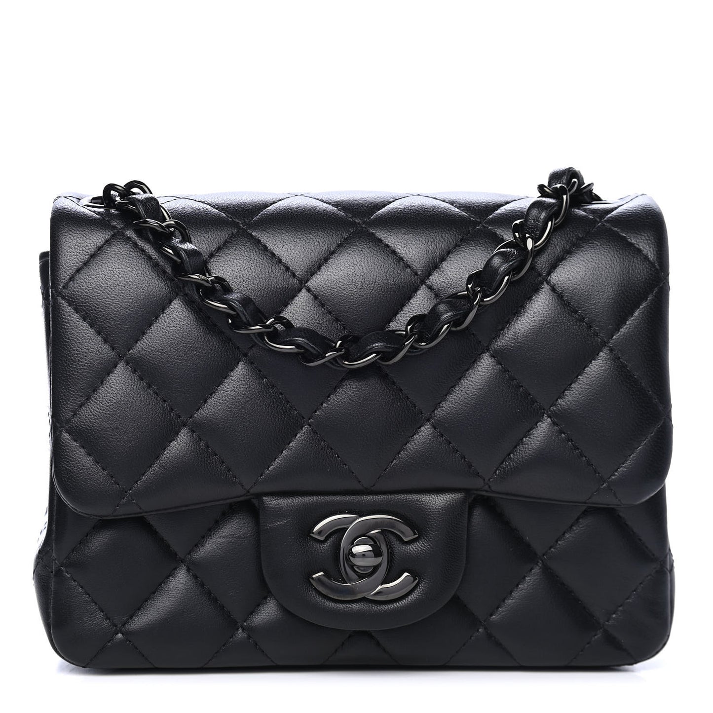 Lambskin Quilted Mini Square Flap So Black