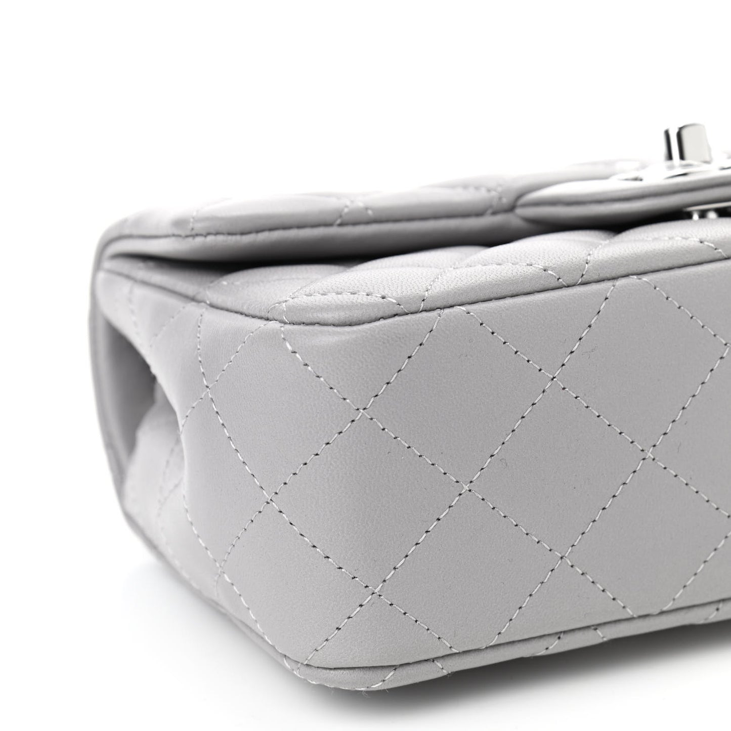 Lambskin Quilted Mini Rectangular Flap Grey