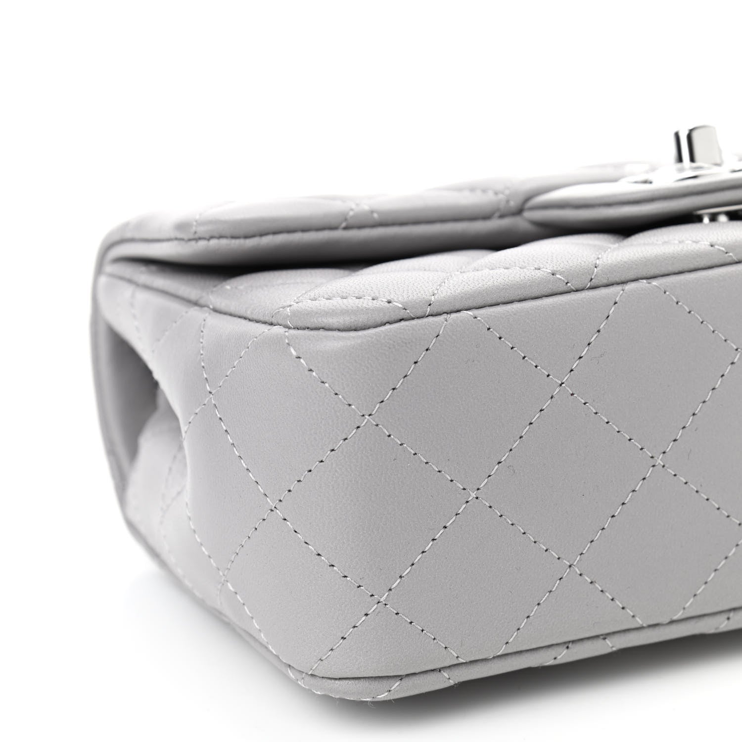 Chanel Lambskin Quilted Mini Rectangular Flap Grey 8 of 9