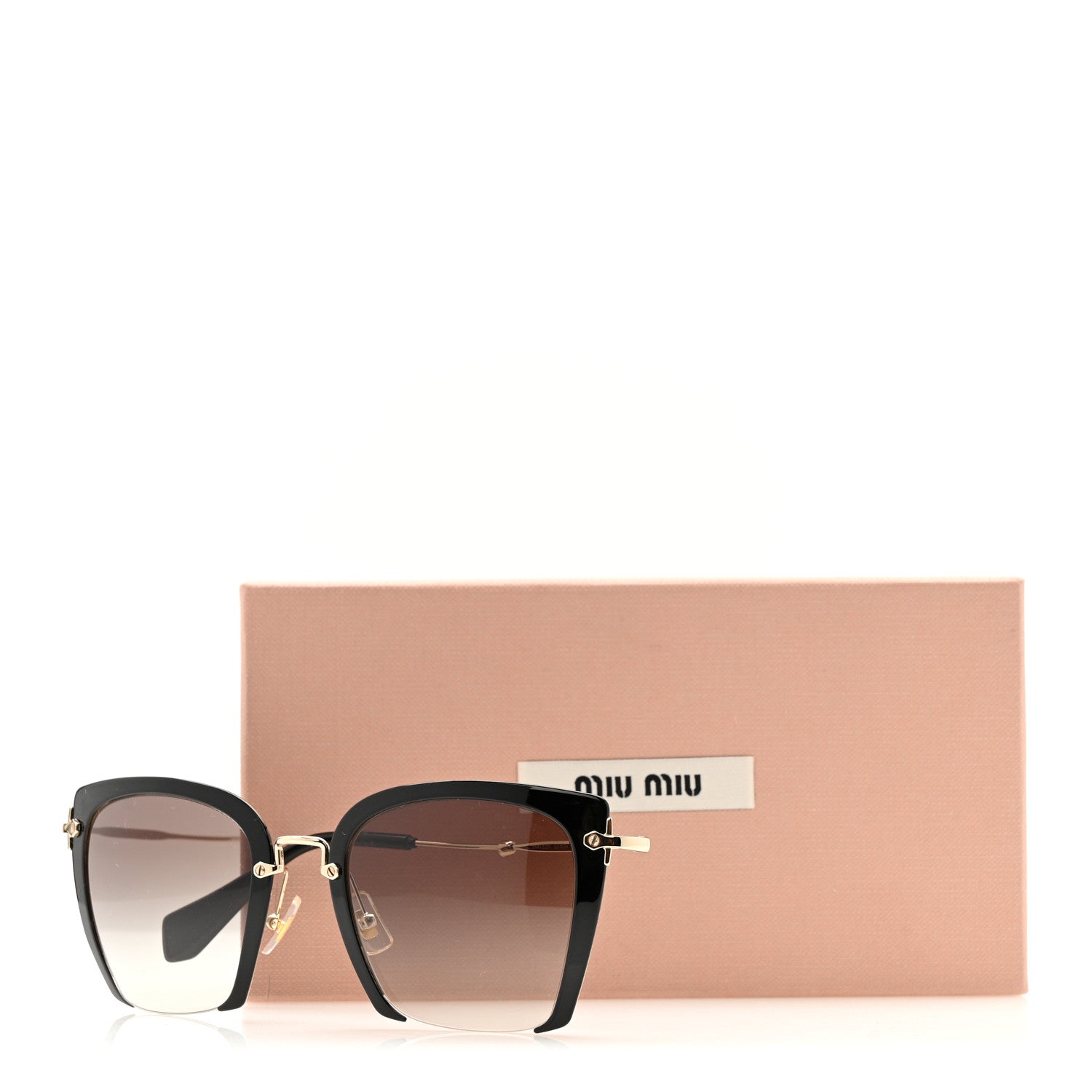 Miu Miu Metal Square Sunglasses SMU 52R Black Gold 24 of 24