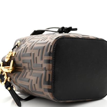 Fendi Vitello Liberty F is Fendi Bi-Color FF 1974 Embossed Mini Mon Tresor Bucket Bag Maya Black 9 of 10