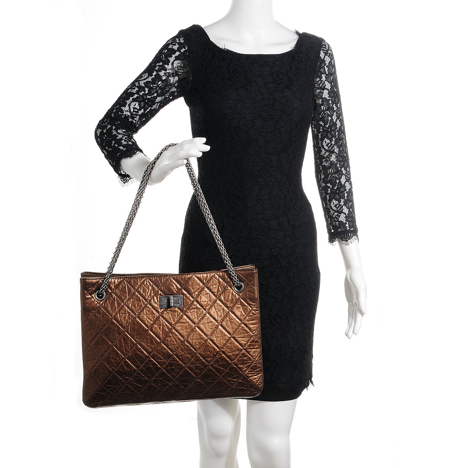 Chanel Aged Calfskin Reissue 2.55 Tote Bronze 2 of 7