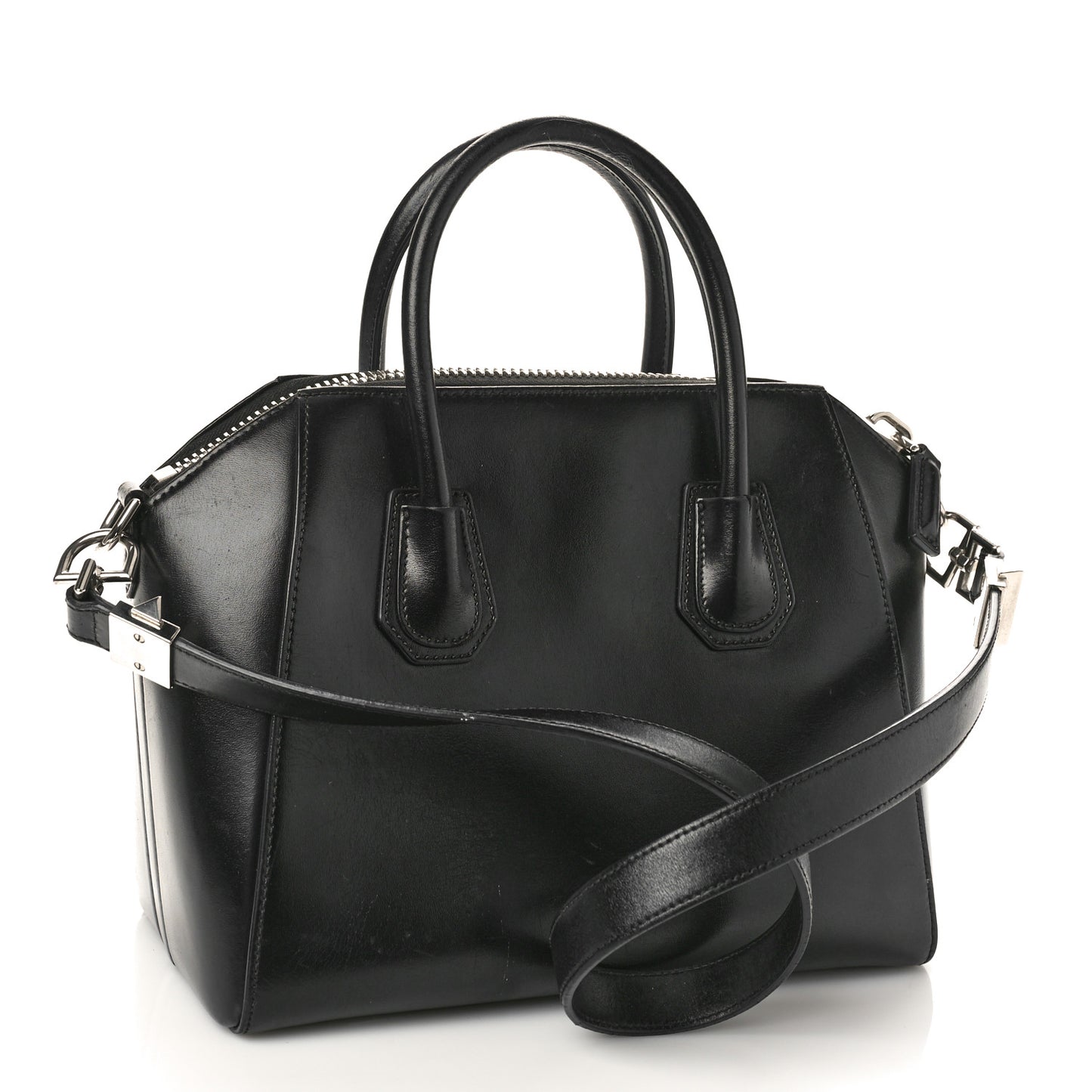 Shiny Lord Calfskin Small Antigona Black