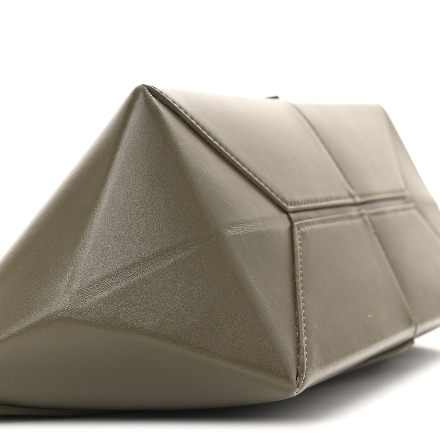 Shiny Calfskin Mini Cropped Puzzle Fold Tote Dark Khaki Green