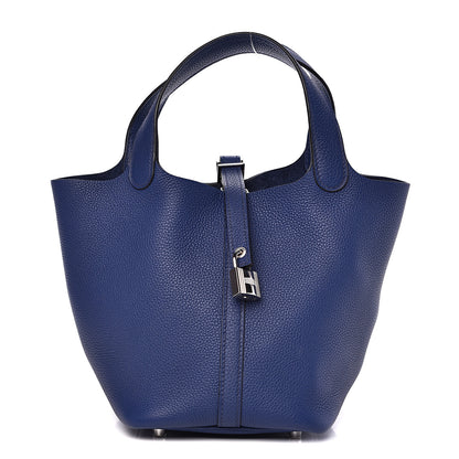 Hermes Taurillon Maurice Picotin Lock 18 PM Bleu Saphir 1 of 10
