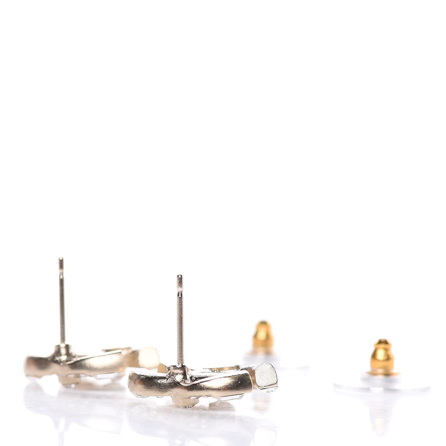 Chanel Crystal Baguette CC Earrings Gold 4 of 5