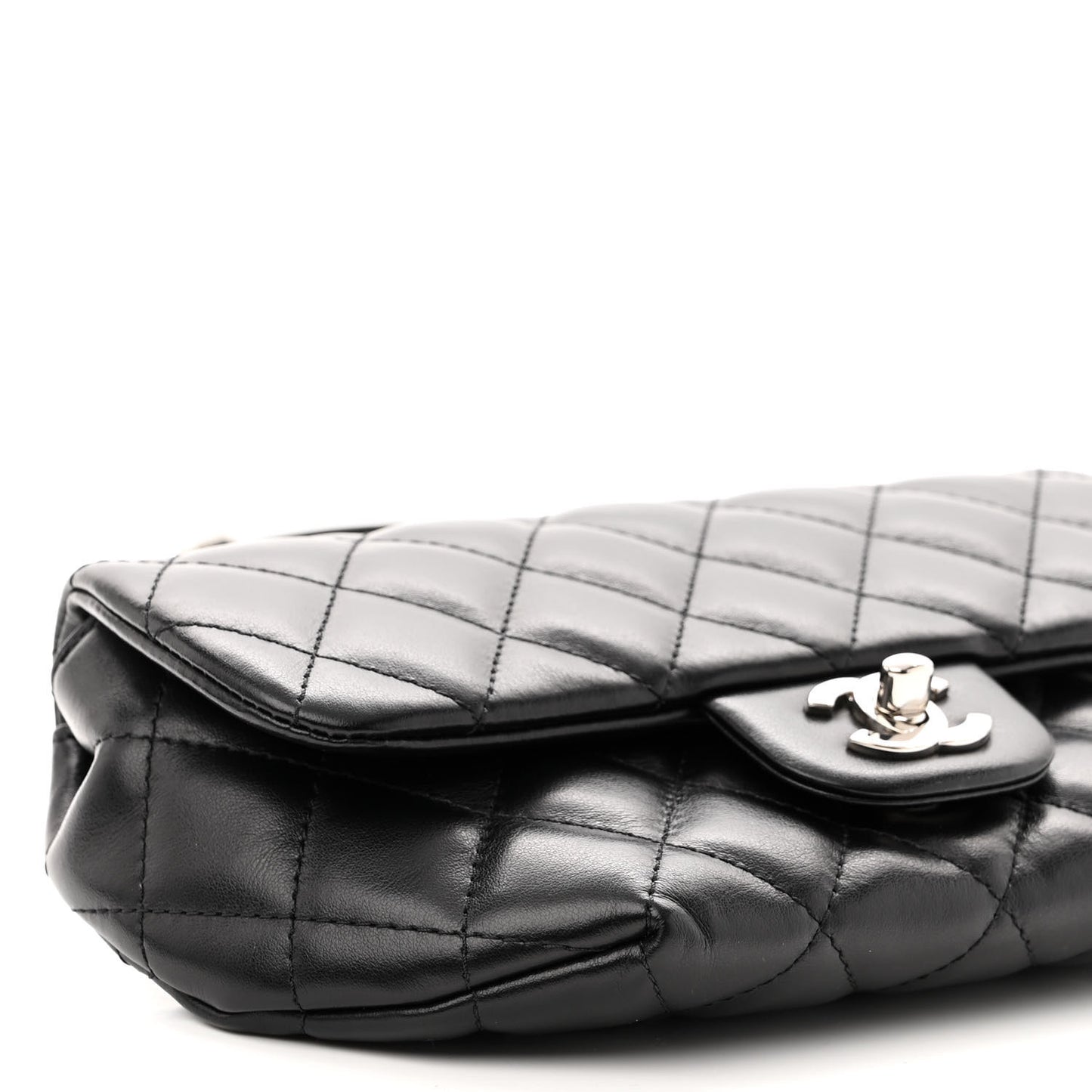 Calfskin Quilted CC Uniform Flap Belt Bag Black