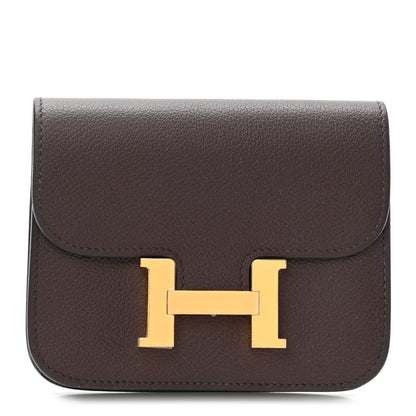 Hermes Evercolor Constance Slim Wallet Rouge Sellier 3 of 9