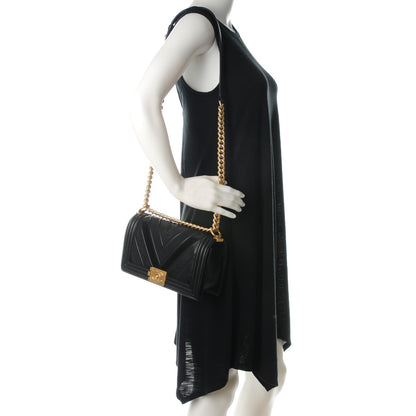Chanel Caviar Suede Calfskin Chevron Medium Boy Flap Black 2 of 8