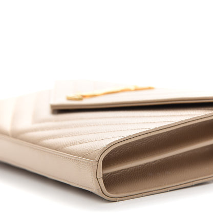 Saint Laurent Grain De Poudre Matelasse Chevron Monogram Chain Wallet Nude Powder 8 of 9